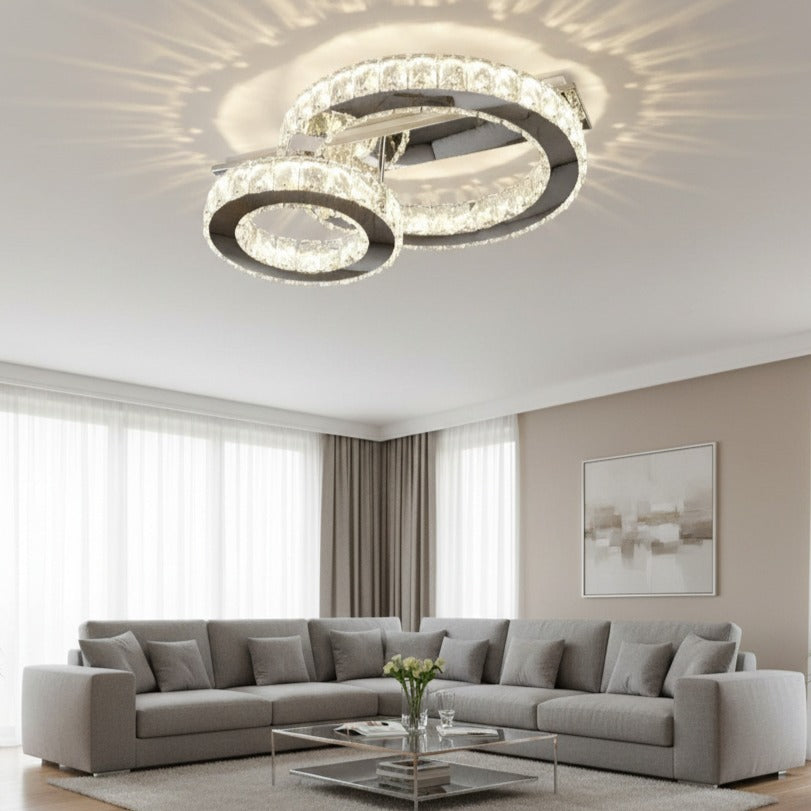 Lustra LED CROWN Round Chrome Cristal Echivalent 300W Telecomanda