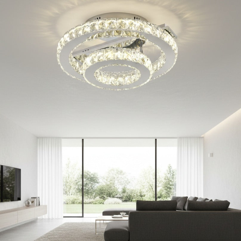 Lustra LED CROWN Round Chrome Cristal Echivalent 350W Telecomanda