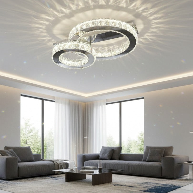 Lustra LED CROWN Round Chrome Cristal Echivalent 300W Telecomanda