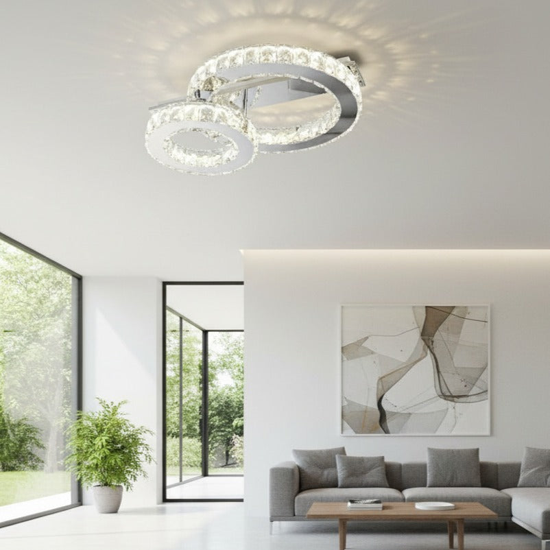 Lustra LED CROWN Round Chrome Cristal Echivalent 300W Telecomanda