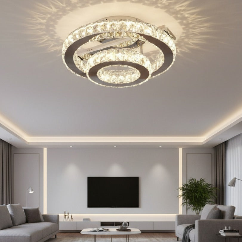 Lustra LED CROWN Round Chrome Cristal Echivalent 350W Telecomanda