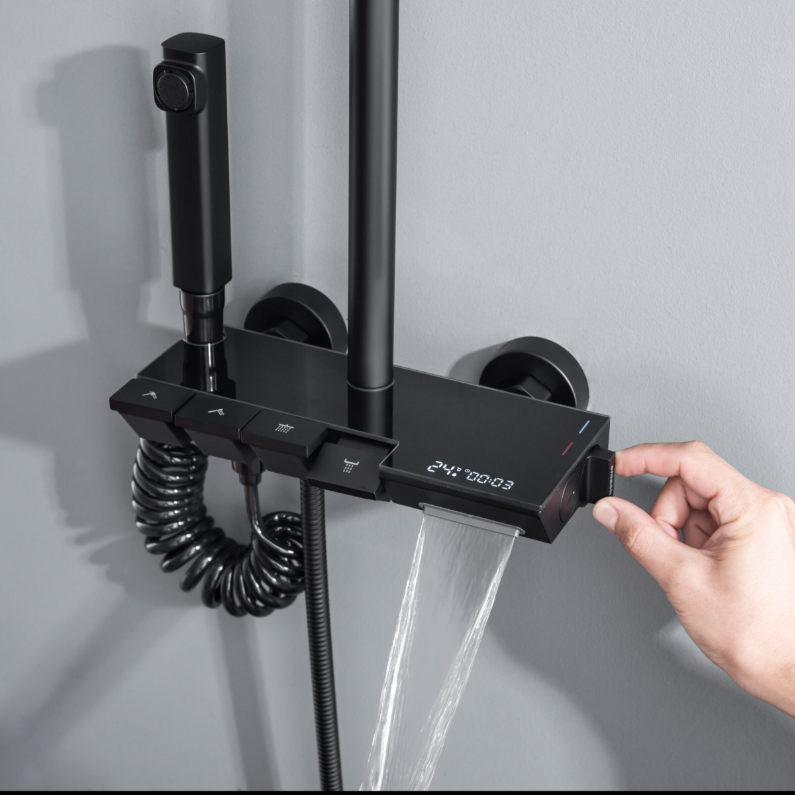 Coloana de Dus Premium 4 Moduri de Pulverizare Negru Inox