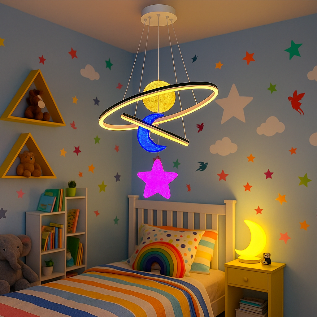 Lustra LED KIDS-WORLD RGB Echivalent 500W Telecomanda
