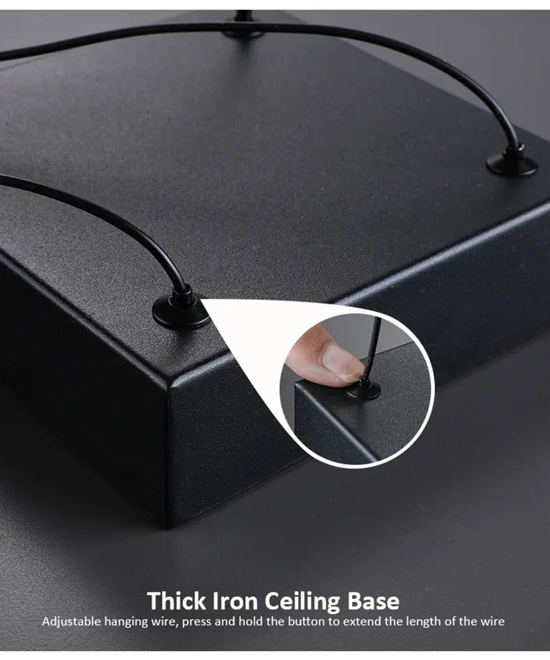 Lustra LED Suspendata 4 Linnes Black Echivalent 400W Telecomanda