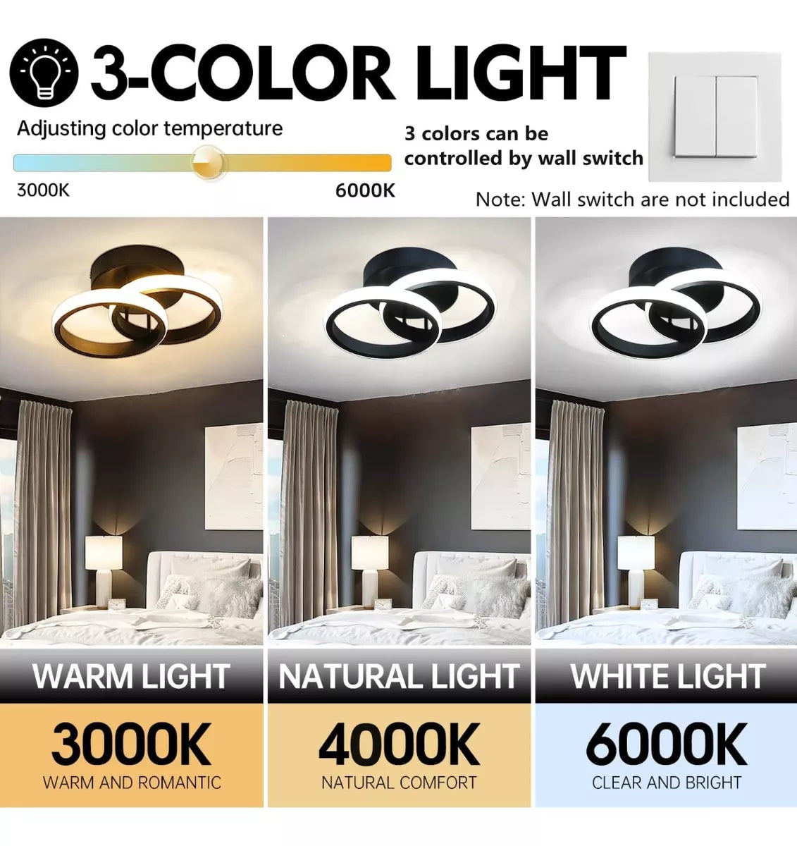 Lustra LED 28W Double RING Negru Echivalent 150W