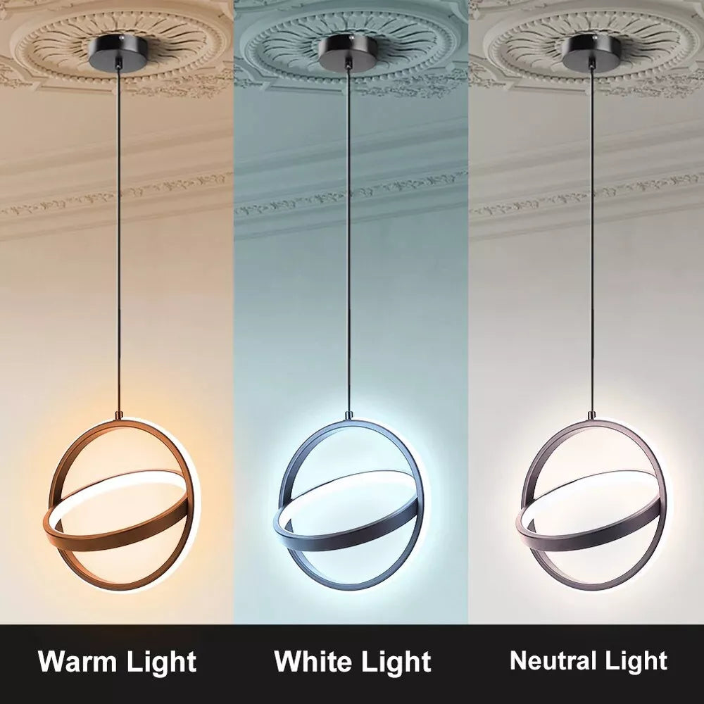 Lustra LED Suspendata INFINITY RINGS Black Echivalent 200W