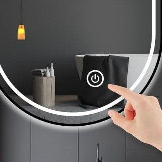 Dulap Baie cu Oglinda LED Ovala 50x80cm 3 Lumini si Dezaburire