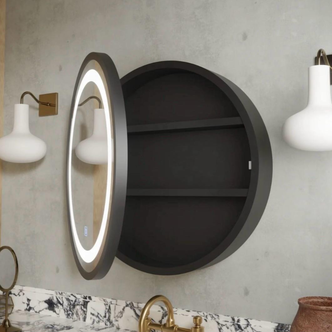 Dulap baie cu Oglinda LED Ovala 50cm 3 Lumini si Dezaburire