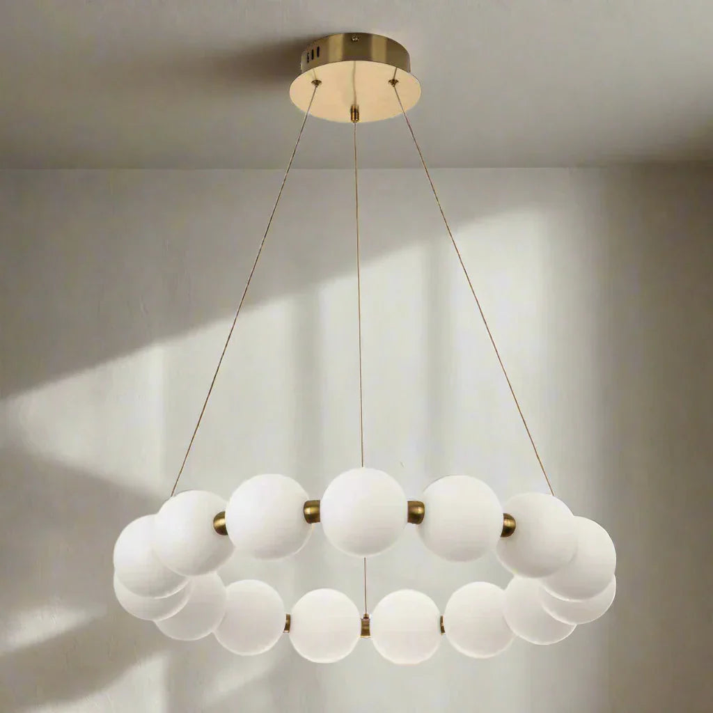 Lustra LED Suspendata Gold PEARL Echivalent 500W Telecomanda