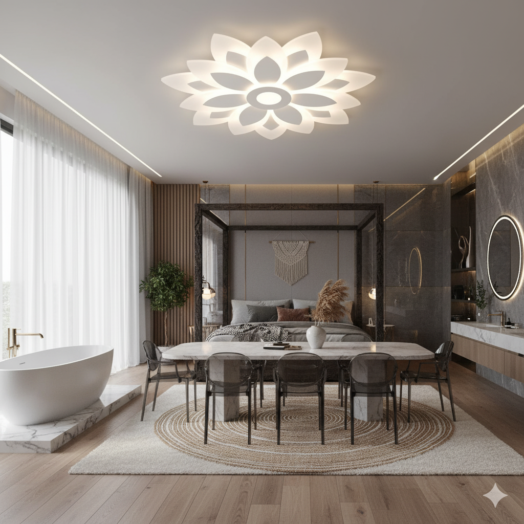 Lustra LED Aplicata Brilux White Echivalent 550W Telecomanda