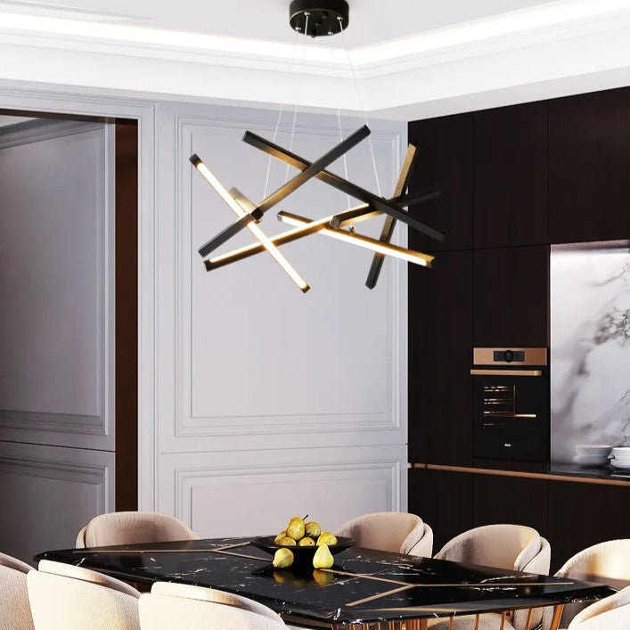 Lustra LED Suspendata LINNES Black Telecomanda Echivalent 500W