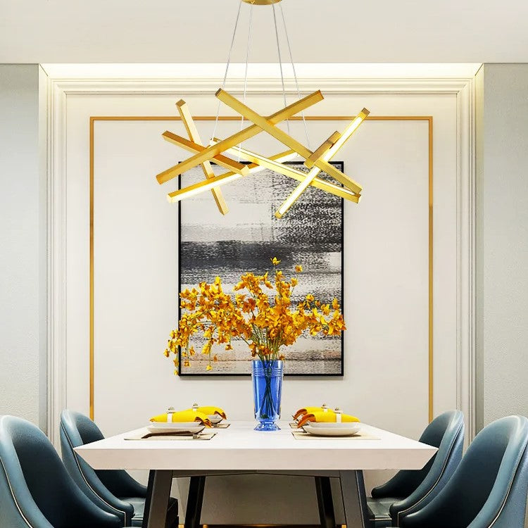 Lustra LED Suspendata LINNES Gold Telecomanda Echivalent 500W