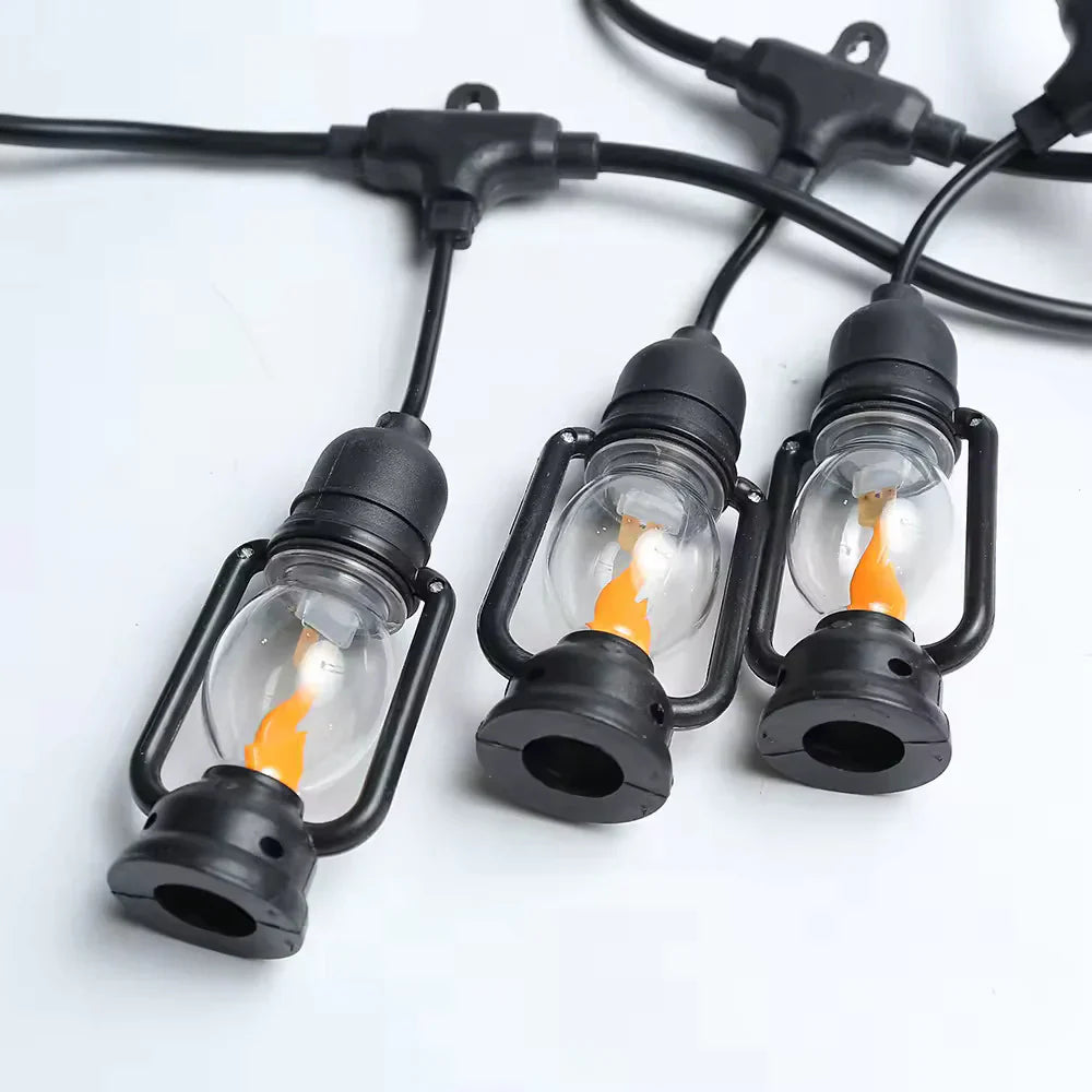 Ghirlanda Luminoasa Tip Felinar 5m / 10 Becuri, Flacara miscatoare , Interconectabil