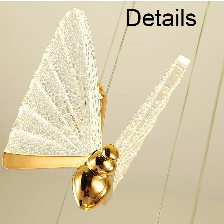 Lustra LED Luxury 5 Golden Butterflies