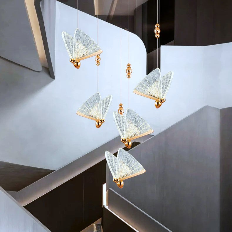 Lustra LED Luxury 5 Golden Butterflies