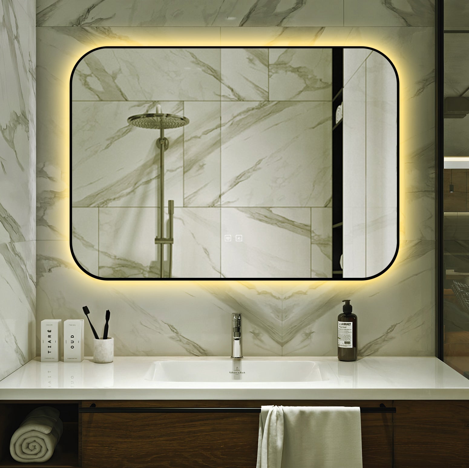 Oglinda LED Dreptunghiulara 100x70cm Functie Dezaburire si Touch