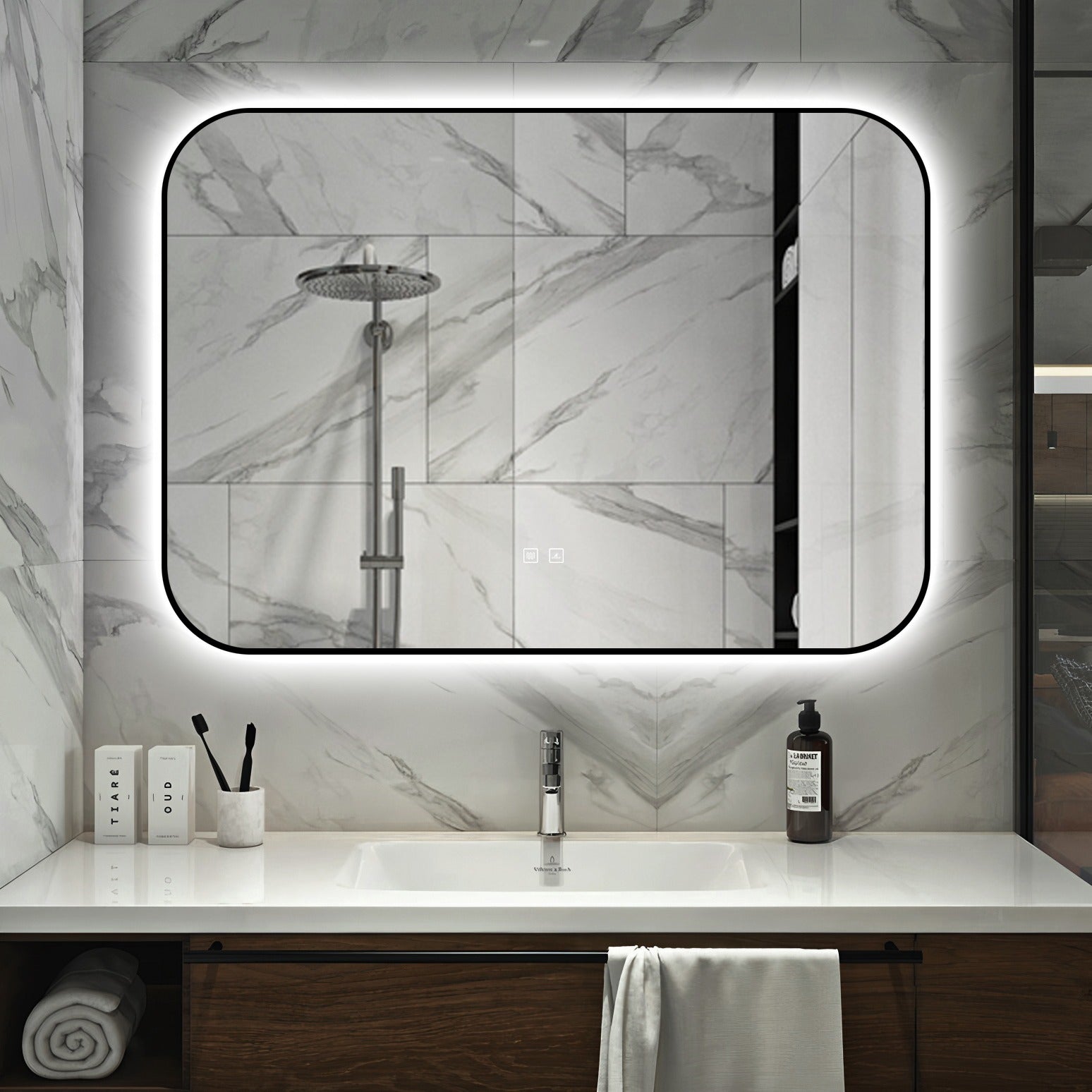 Oglinda LED Dreptunghiulara 100x70cm Functie Dezaburire si Touch