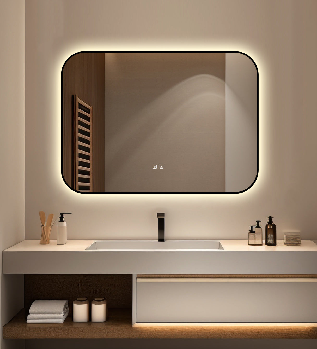 Oglinda LED Dreptunghiulara 90x65cm Functie Dezaburire si Touch