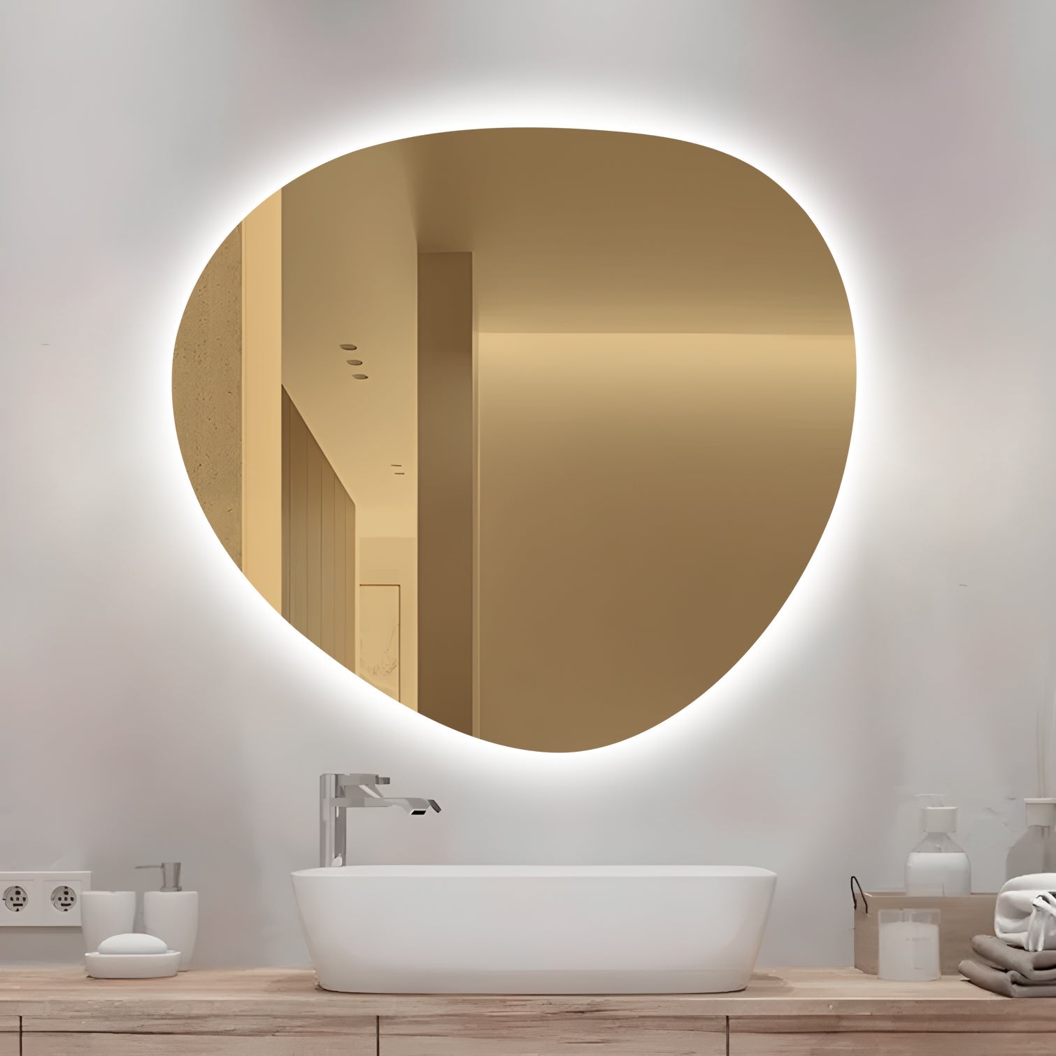 Oglinda LED Functie Dezaburire Touch si 3 Lumini 80x73cm