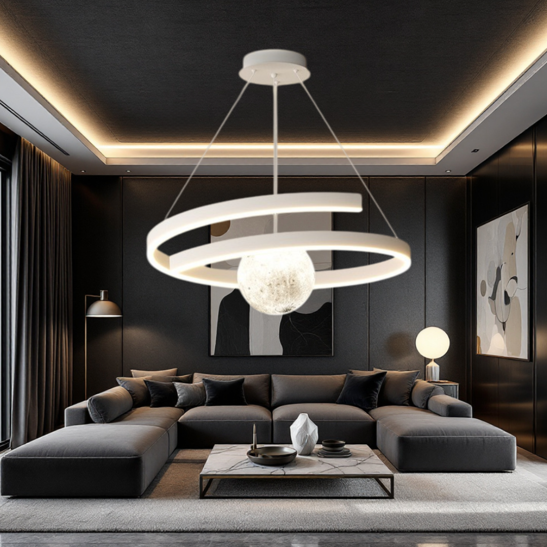 Lustra LED Suspendata INFINITY SPHERE Alba Echivalent 500W