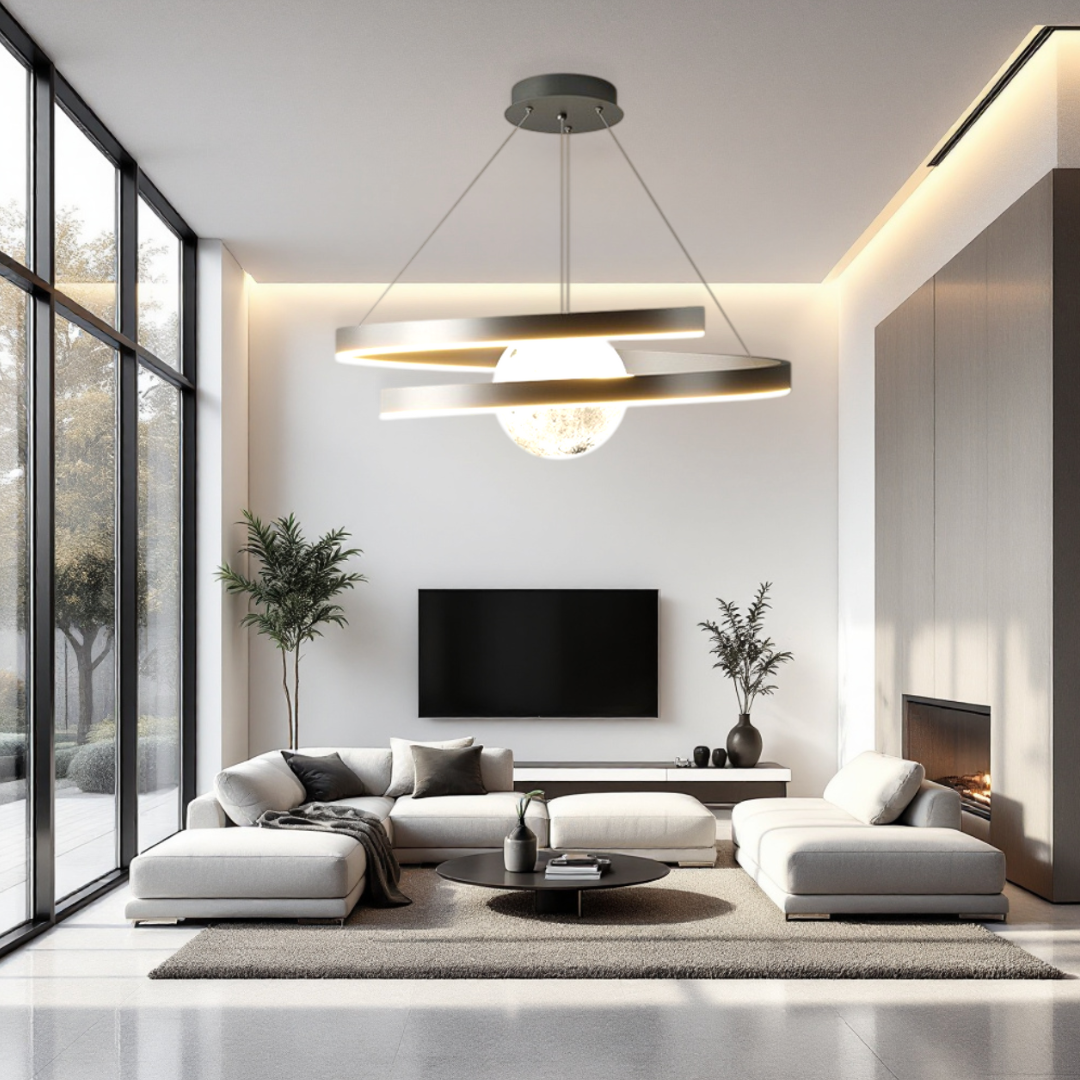 Lustra LED Suspendata INFINITY SPHERE Neagra Echivalent 500W