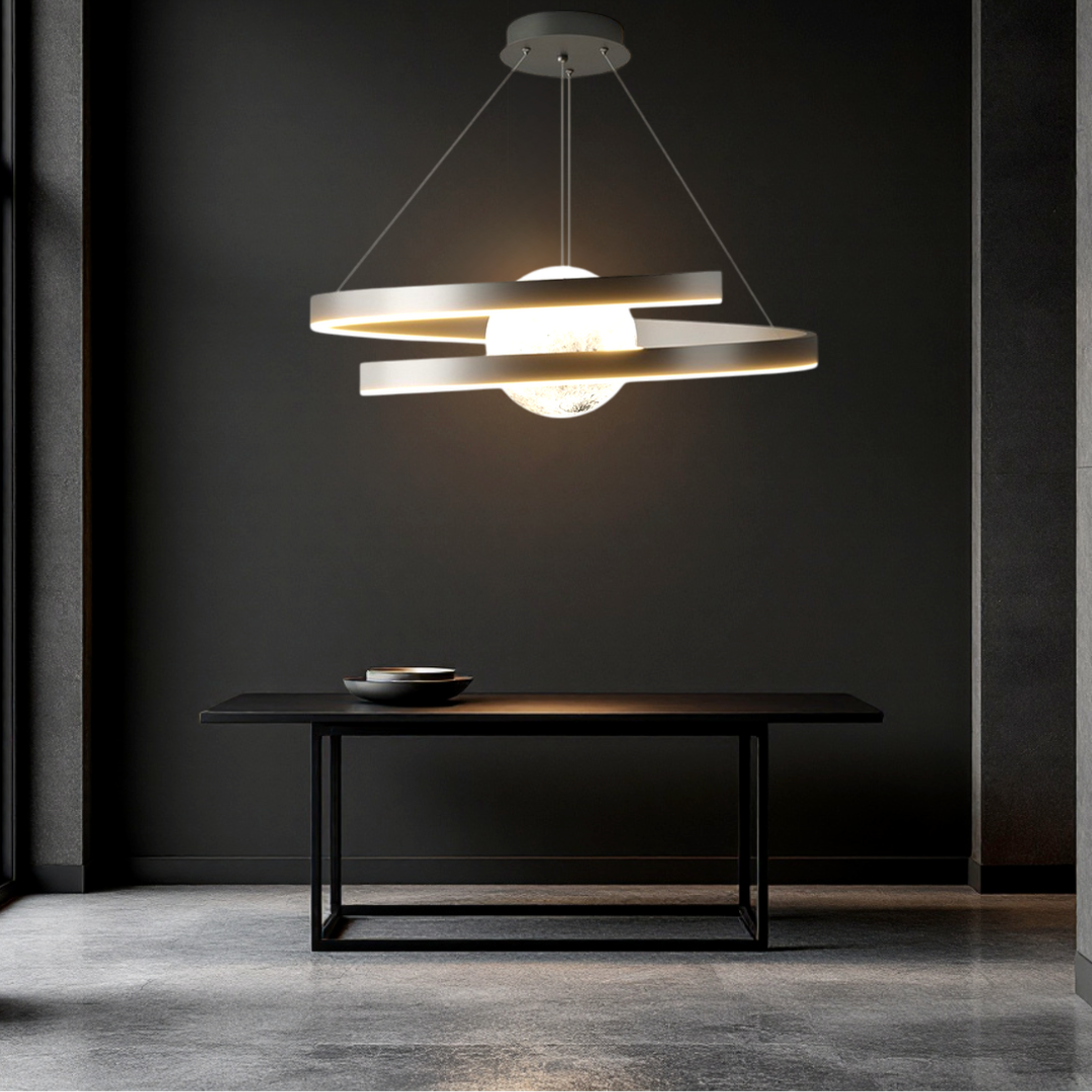 Lustra LED Suspendata INFINITY SPHERE Neagra Echivalent 500W