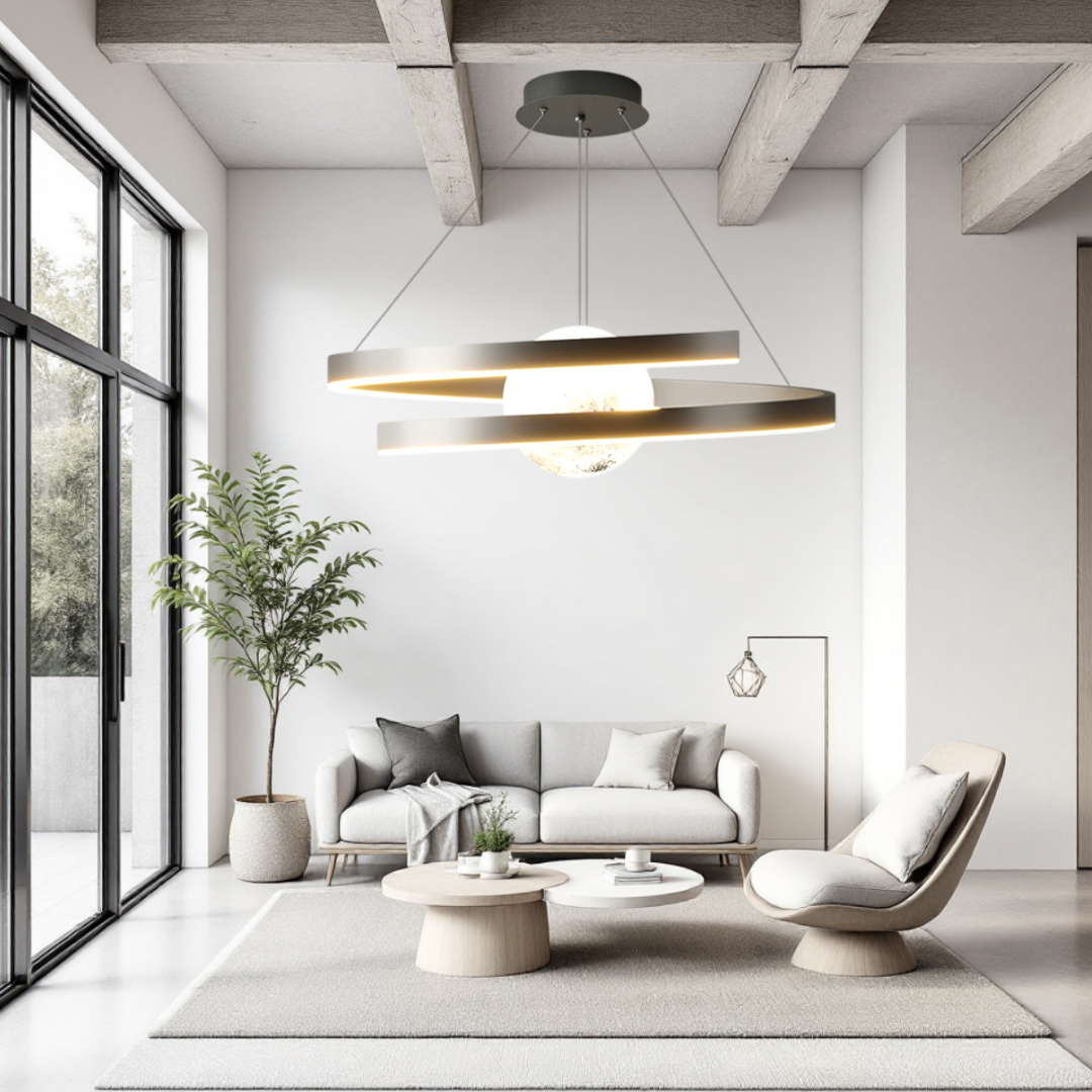 Lustra LED Suspendata INFINITY SPHERE Neagra Echivalent 500W