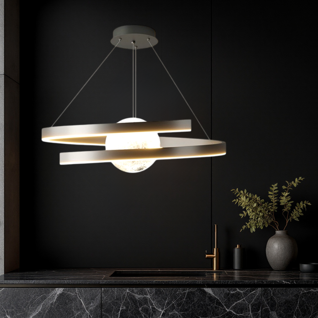 Lustra LED Suspendata INFINITY SPHERE Neagra Echivalent 500W