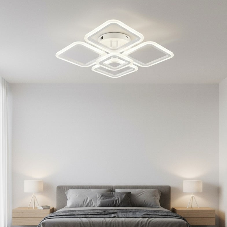 Lustra LED 4+1 SQUARE Alb Echivalent 400W Telecomanda