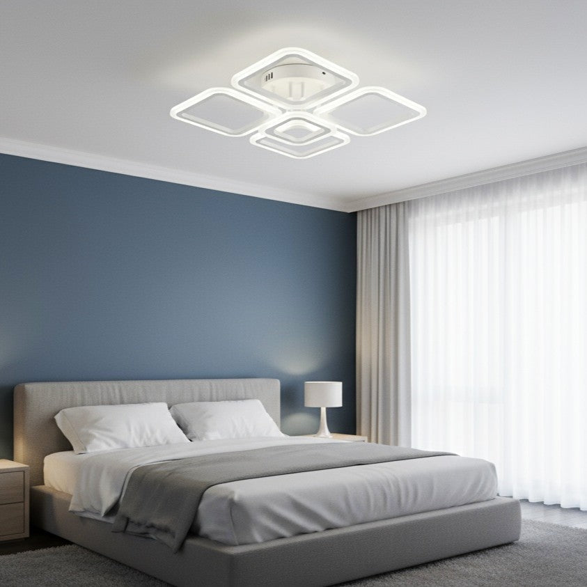 Lustra LED 4+1 SQUARE Alb Echivalent 400W Telecomanda