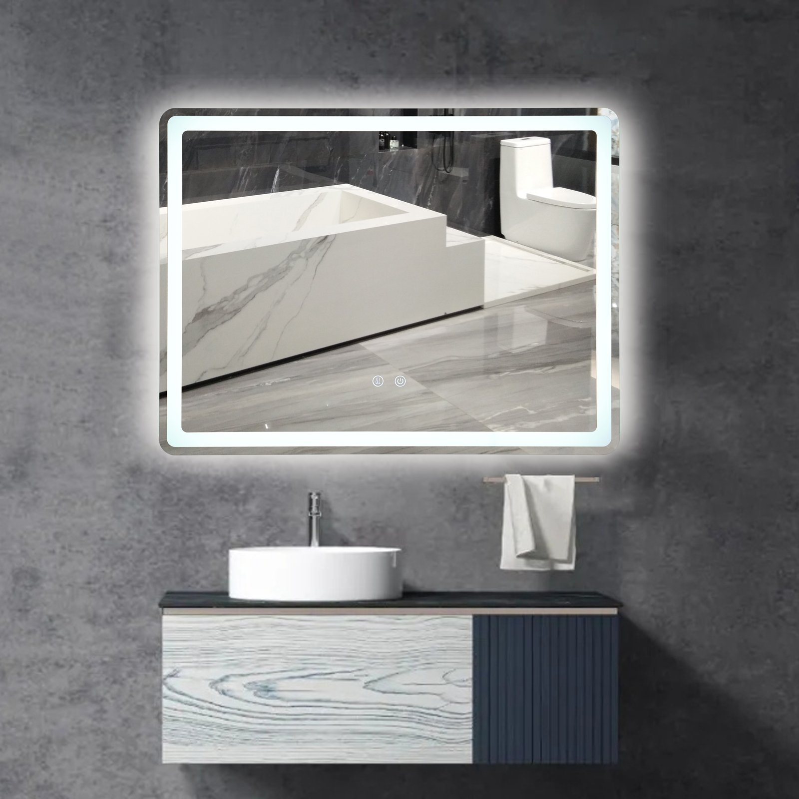 Oglinda LED 80x60cm, 3 Lumini, Dezaburire si Touch OD037Y