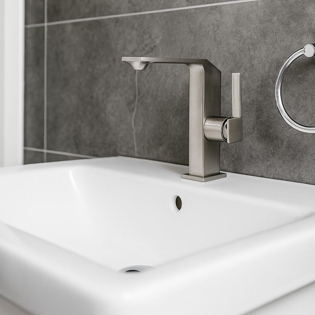 Baterie Lavoar Gri Mat din Alama Design Modern si Elegant