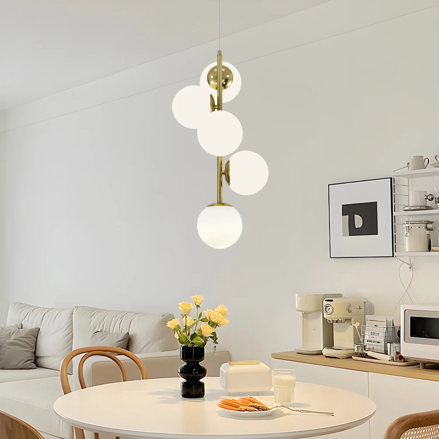 Pendul DIONIS Gold Abajur Mat 5xE27