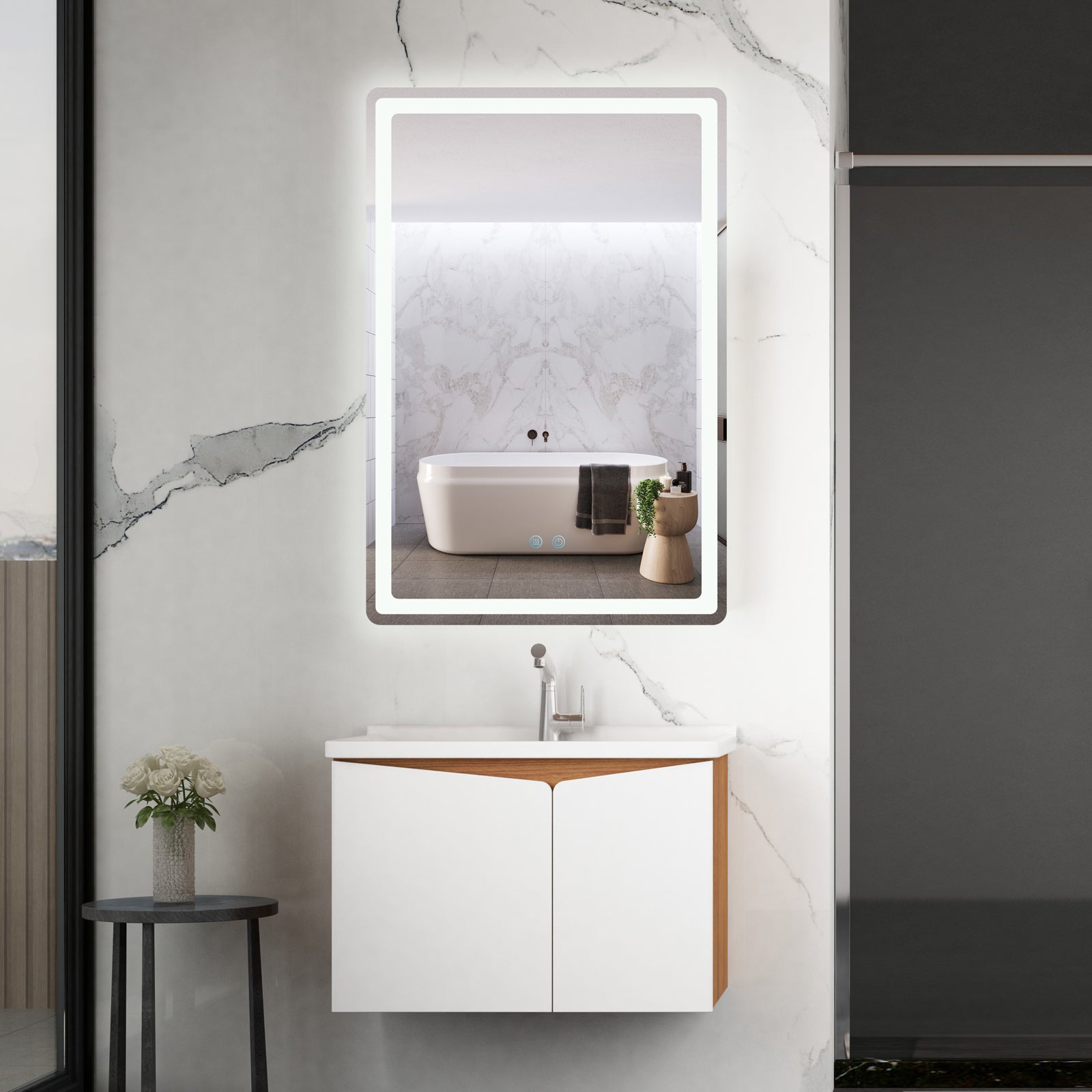 Oglinda LED 60x90cm, 3 Lumini, Dezaburire si Touch OD057