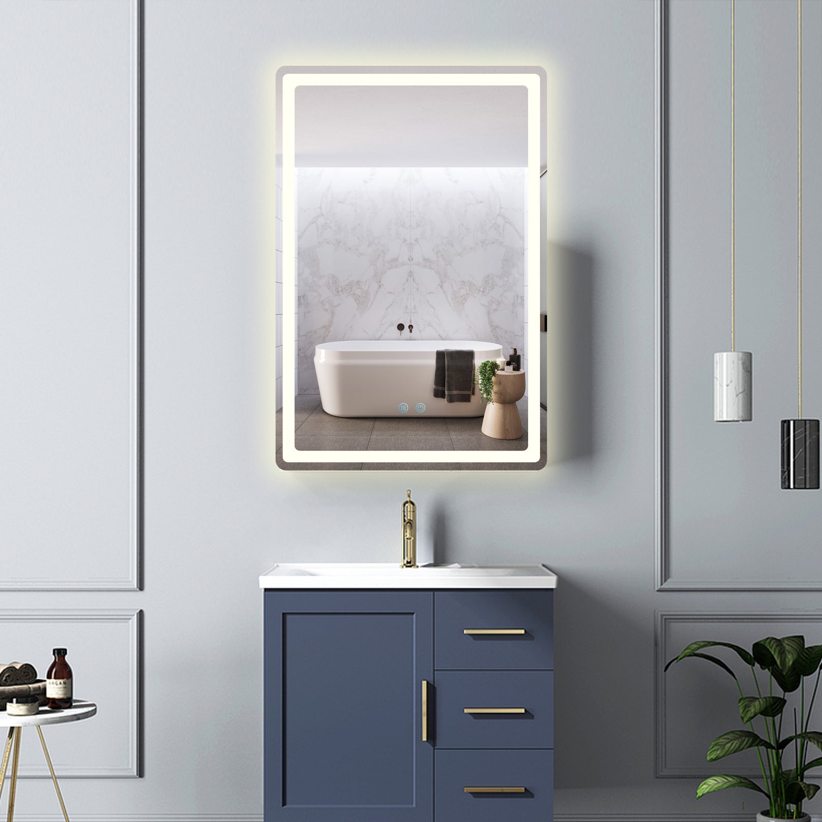 Oglinda LED 60x90cm, 3 Lumini, Dezaburire si Touch OD057