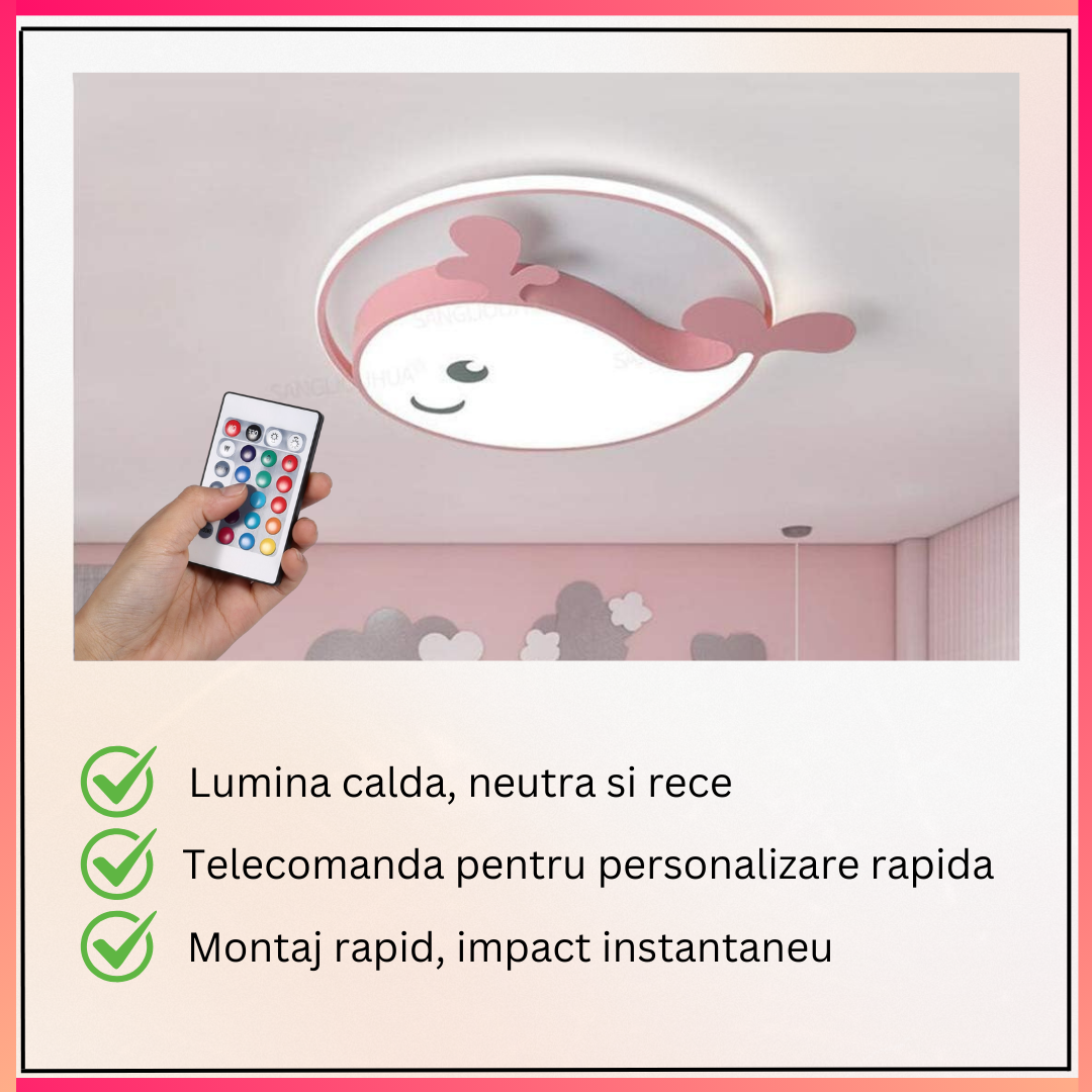 Plafoniera LED 104W Whale Tale cu Telecomanda KIDS Lighting Fixtures