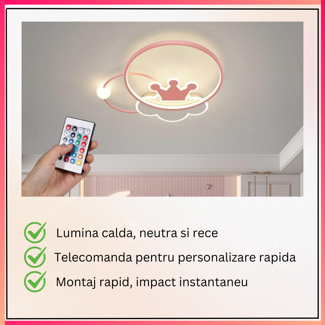 Lustra LED 110W Pink Majesty Telecomanda Echivalent 300W KIDS Lighting Fixtures