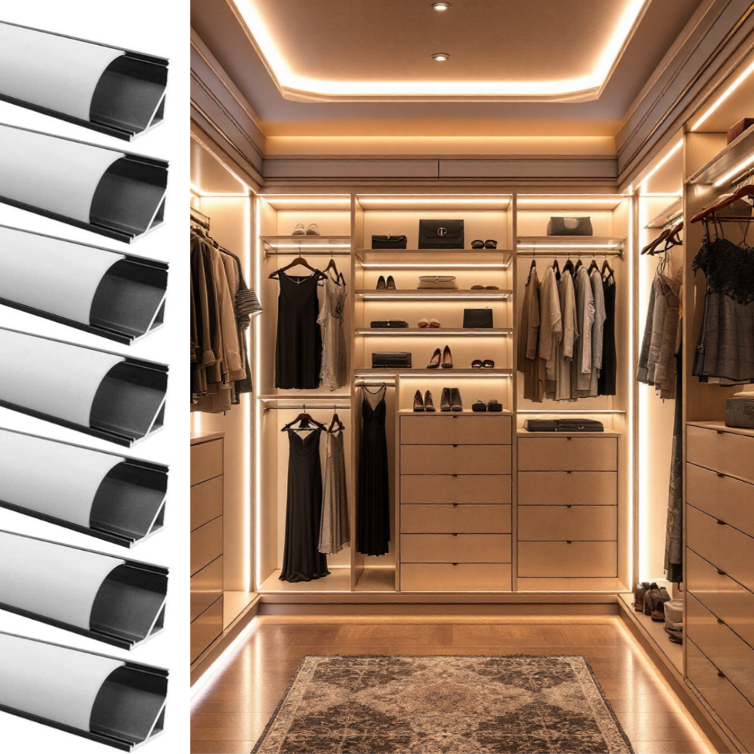 Profil Aluminiu de Colt 90 Grade Slim Negru cu Dispersor Alb Mat 2M