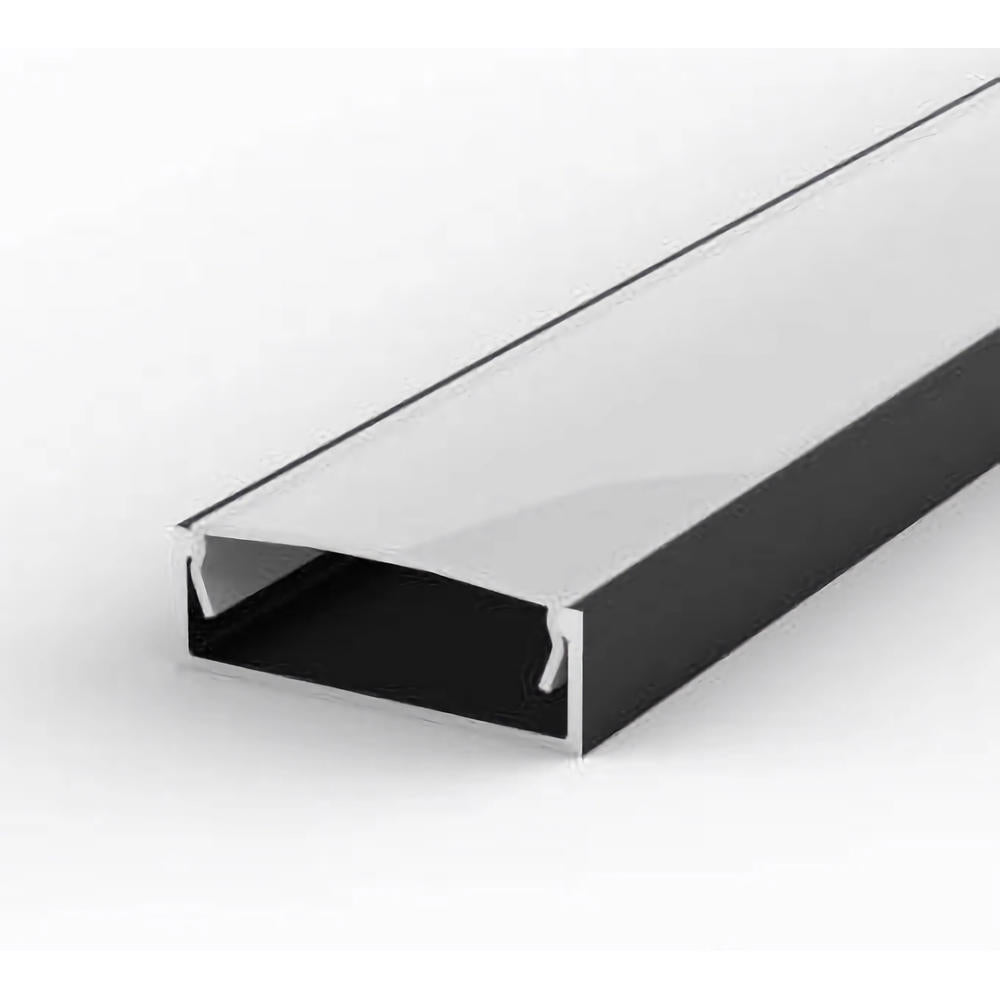 Profil Banda LED Aplicat Negru Plat XL Dispersor Alb Mat 2M