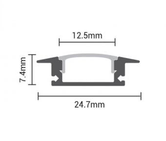 Profil Banda LED Incastrabil Negru cu Dispersor Negru 2M