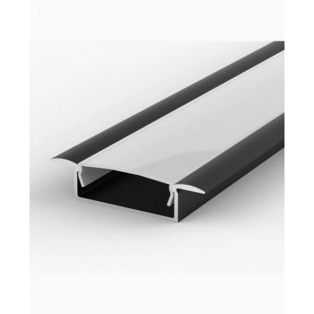 Profil Banda LED Incastrabil Negru Plat XL cu Dispersor Alb Mat 2M