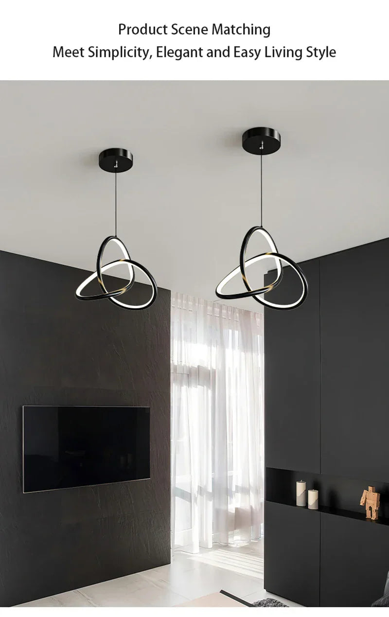 Lustra LED Suspendata TwoRings Black Echivalent 200W