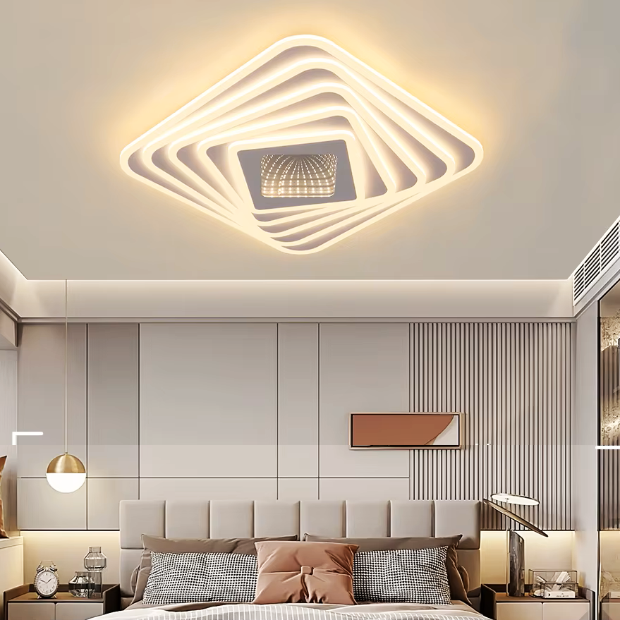 Lustra LED SQUARE 3D MIRROR Echivalent 800W Telecomanda