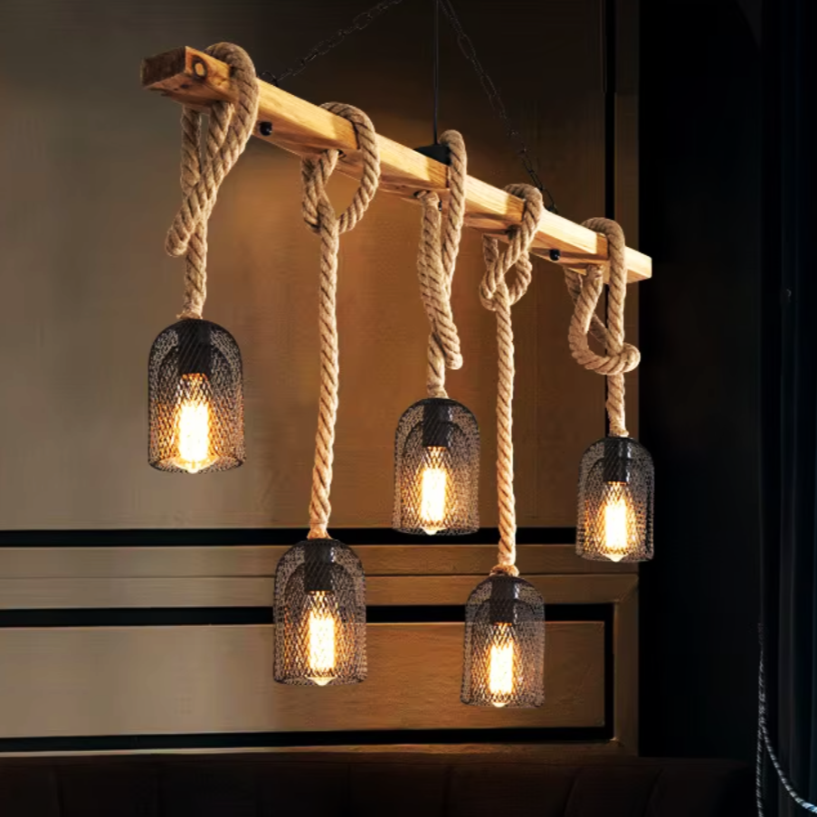 Lustra Wood Design Steel Cage 5XE27