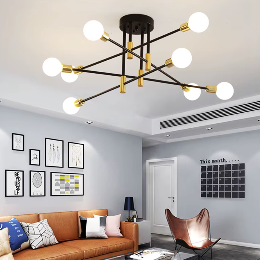 Lustra Minimalist Design 8xE27 Black+Gold 6038/8