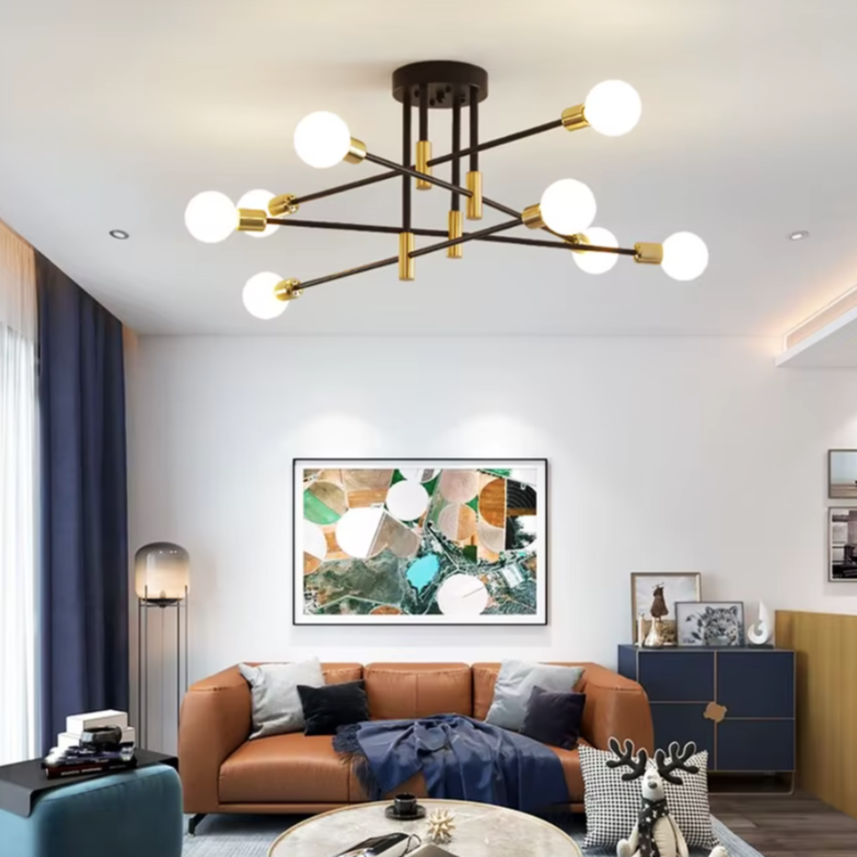 Lustra Minimalist Design 8xE27 Black+Gold 6038/8