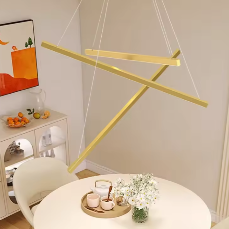 Lustra LED 3 Geometric GOLD LINES Suspendata Echivalent 400W