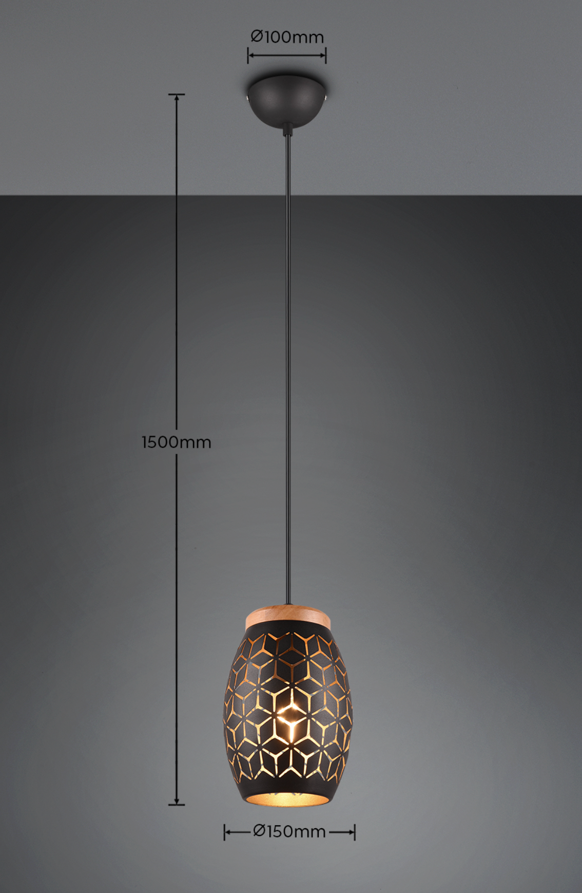 Pendul Decorativ BIDAR 1x E27 Black