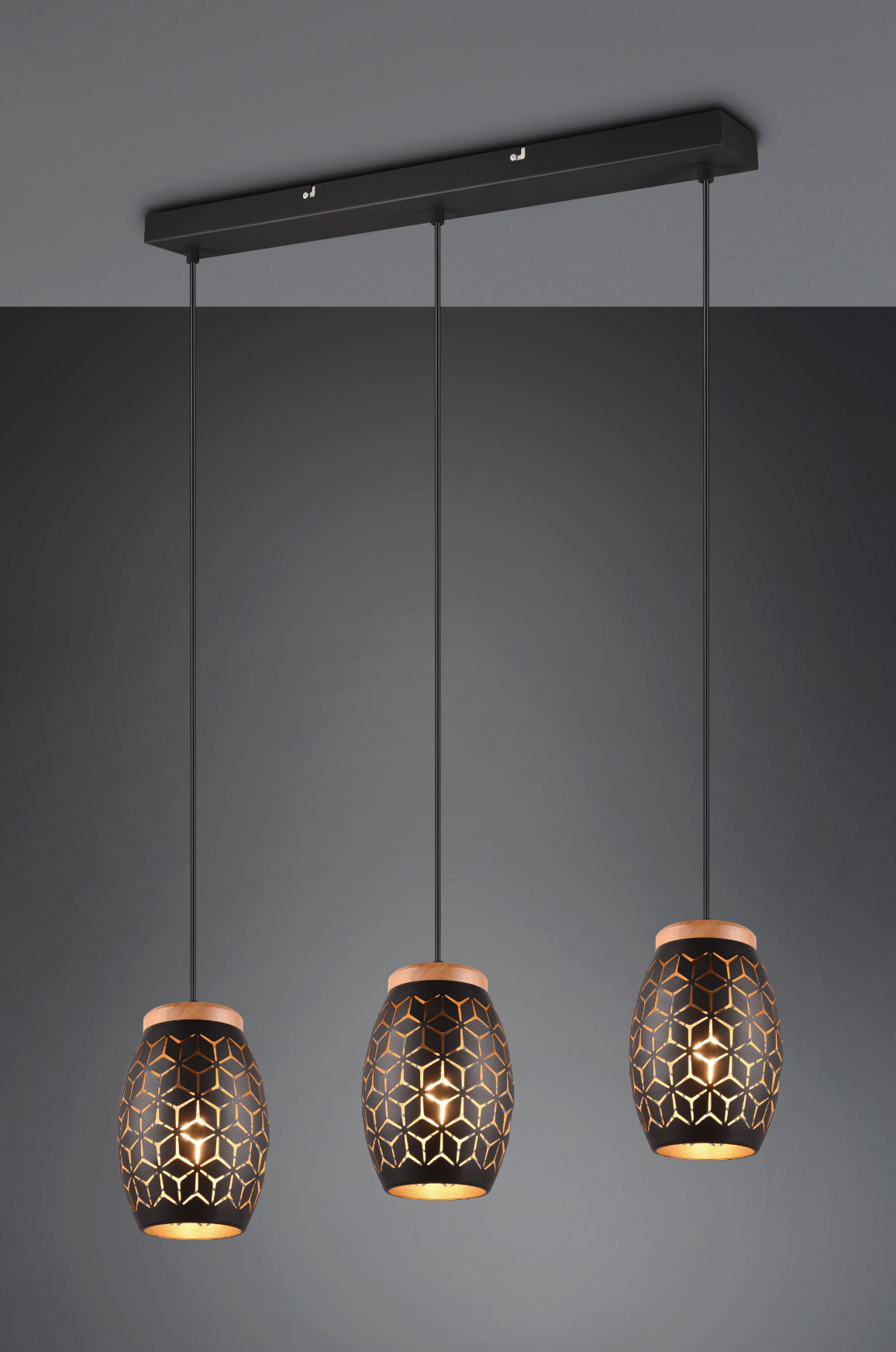 Lustra Suspendata 3xE27 BIDAR Neagra