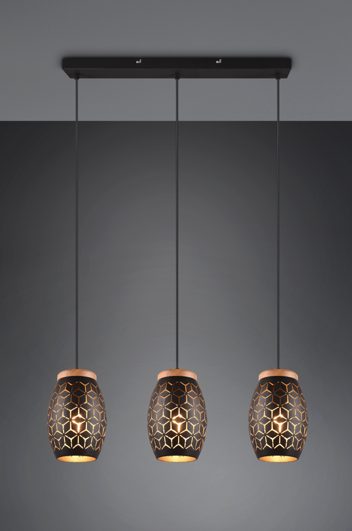 Lustra Suspendata 3xE27 BIDAR Neagra